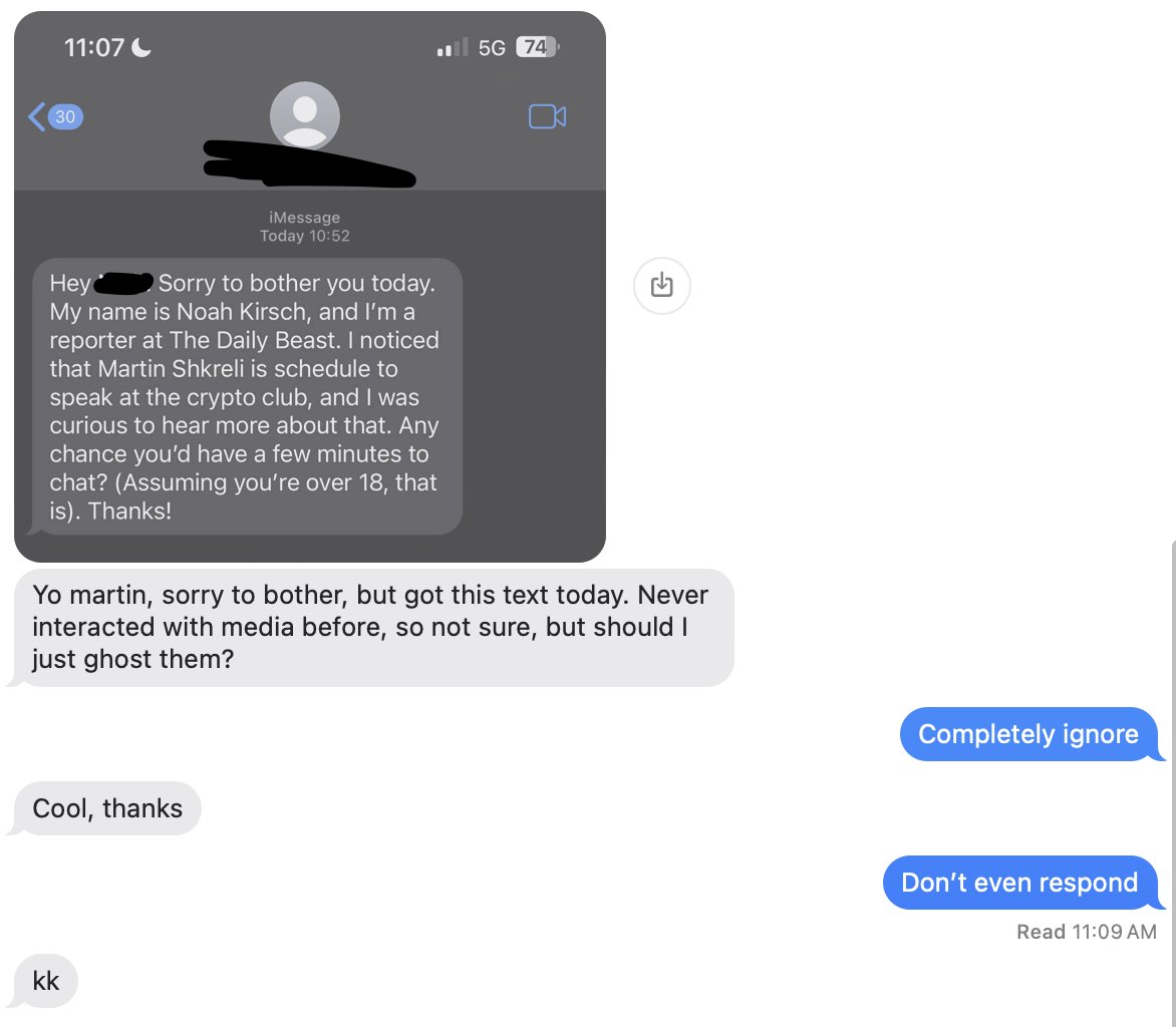Message thread associated with the January 2024 incident